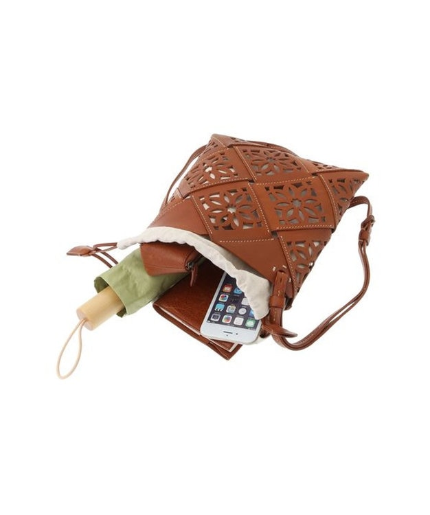 genten サスカットバスケット ショルダーバッグ チャ