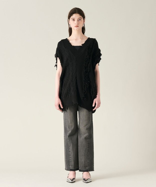 GRACE CONTINENTAL クラッシュニットトップ ブラック