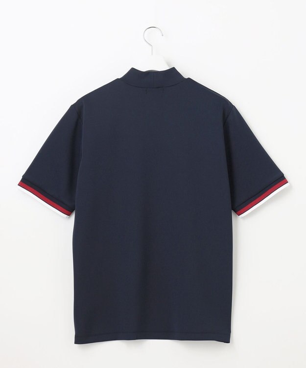 23区GOLF 【MEN】【吸水速乾・UVケア】袖ライン モックネックシャツ ネイビー系