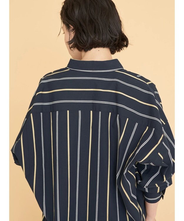 AMERICAN HOLIC ドビーストライプシャツチュニック Stripe Navy