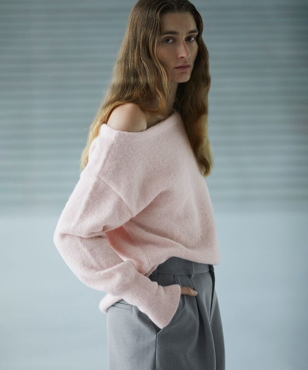 uncrave アルパカニット オフショルダー トップス（uncrave WHITE） ベビーピンク