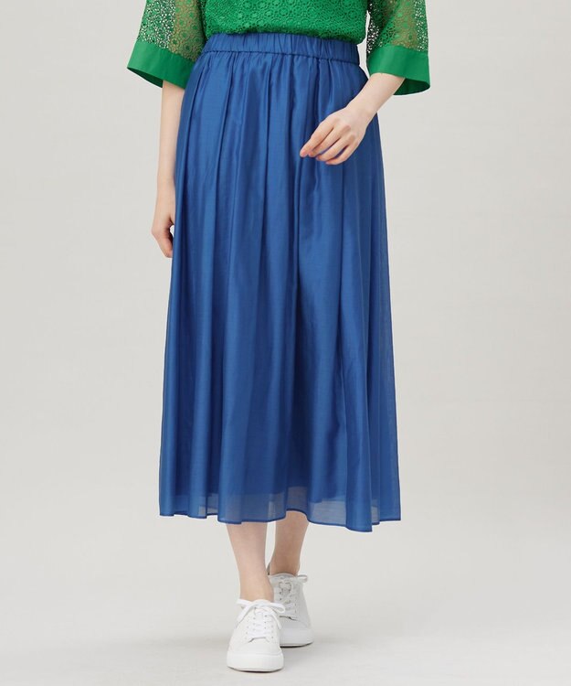 自由区 S 【洗える】エアリー スカート ブルー