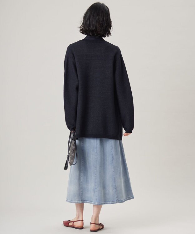 自由区 【洗える】シャイニーツイードニット アウター ネイビー