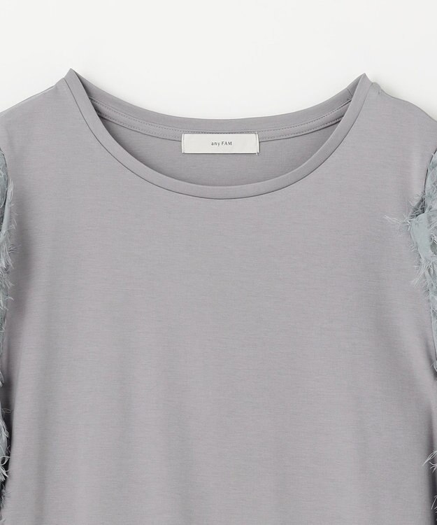 ANY L シルケットスムースジャガードスリーブプルオーバー グレー