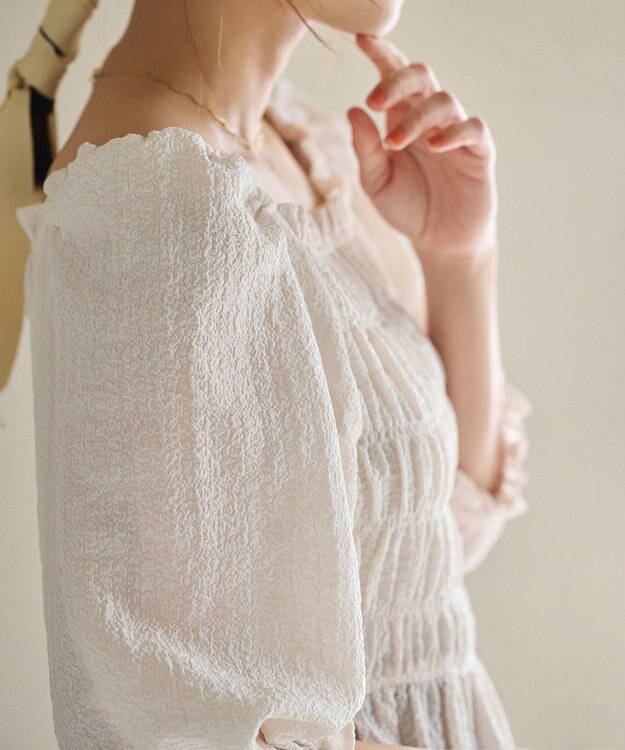 #Newans 2WAYシャーリングペプラムブラウス オフ