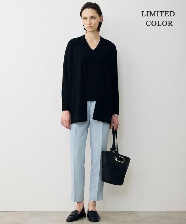 ICB L 【先行予約・WEB限定カラーあり】FluidBackSatin ドロストパンツ サックスグレー［WEB限定・総裏］