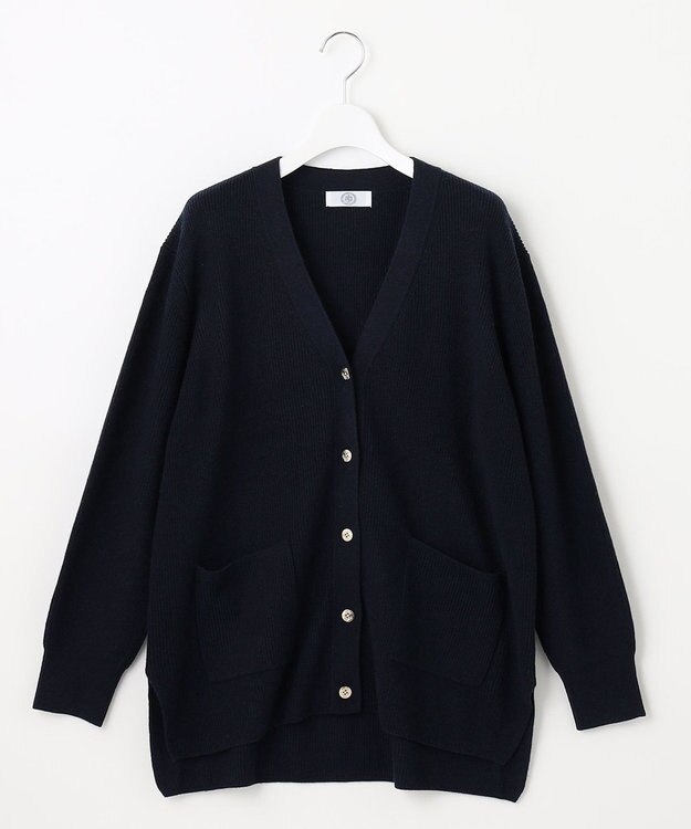 J.PRESS LADIES 【洗える】SEMI WORSTED カーディガン ネイビー系