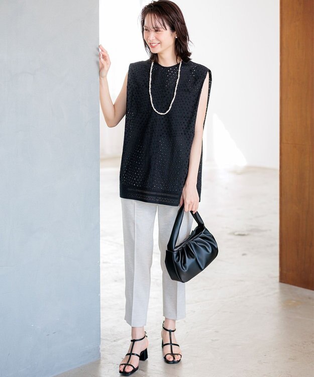 組曲 ナローベルト リボンサンダル ブラック系