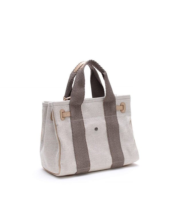 A.D.M.J. リネンラメクロス/前金具付トート32cm(Dカン＋) SILVER