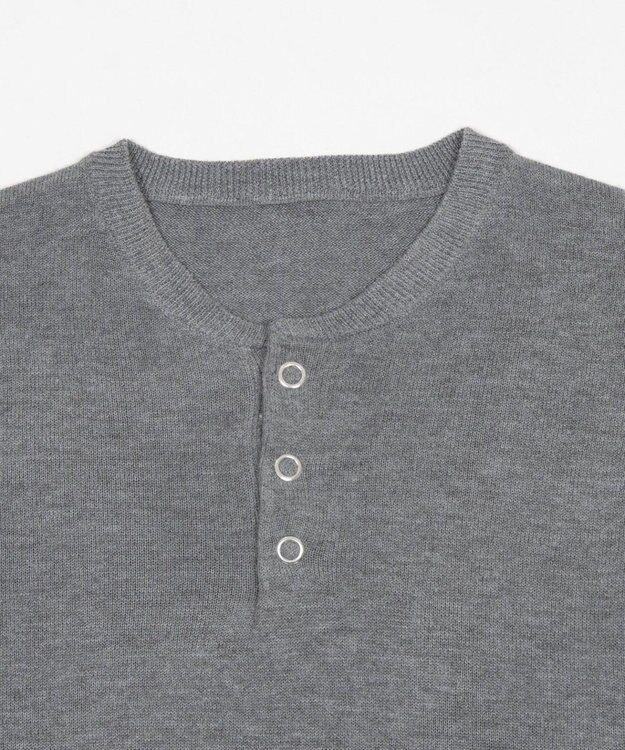 WEGO リングドットヘンリーネックプルオーバー グレー