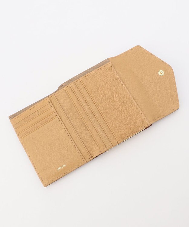 UNBILLION ペルケ perche トリミング配色外ガマ二つ折り財布 ミックスオーク