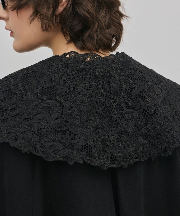 GRACE CONTINENTAL タッセル付レースカラー ブラック