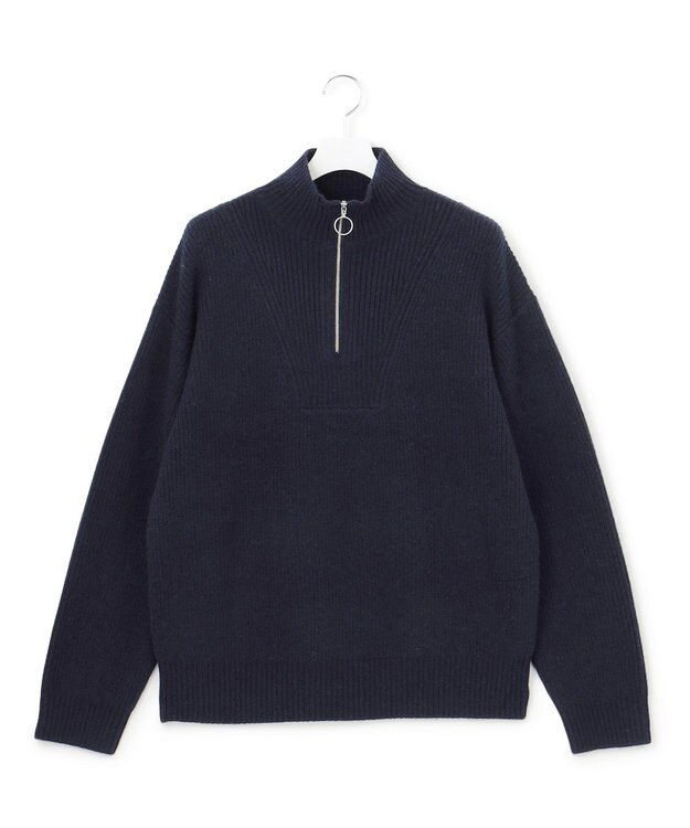 J.PRESS YORK STREET 【UNISEX】ウールカシミヤ ハーフジップニット ネイビー系