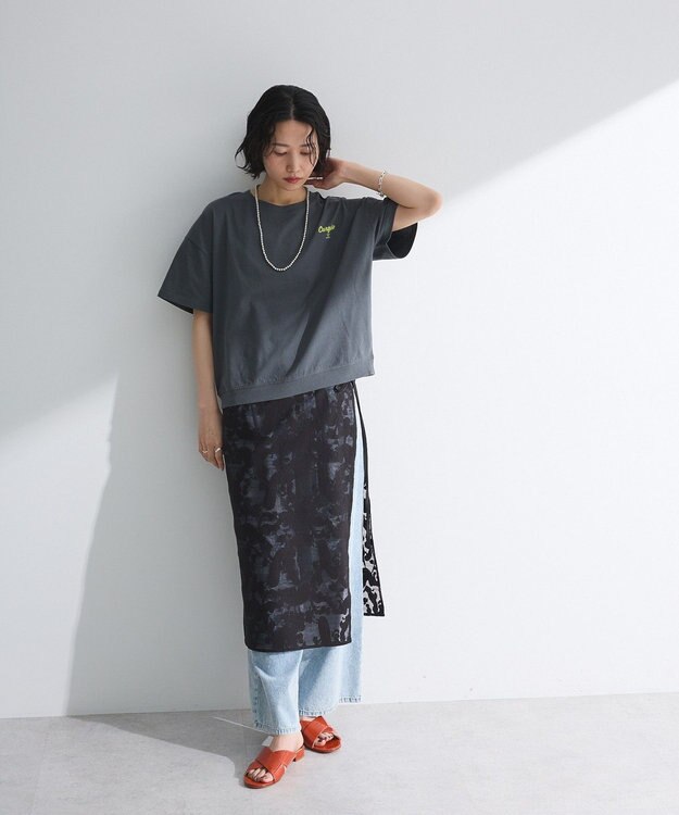 Green Parks さがら刺繍Ｔシャツ Charcoal Gray