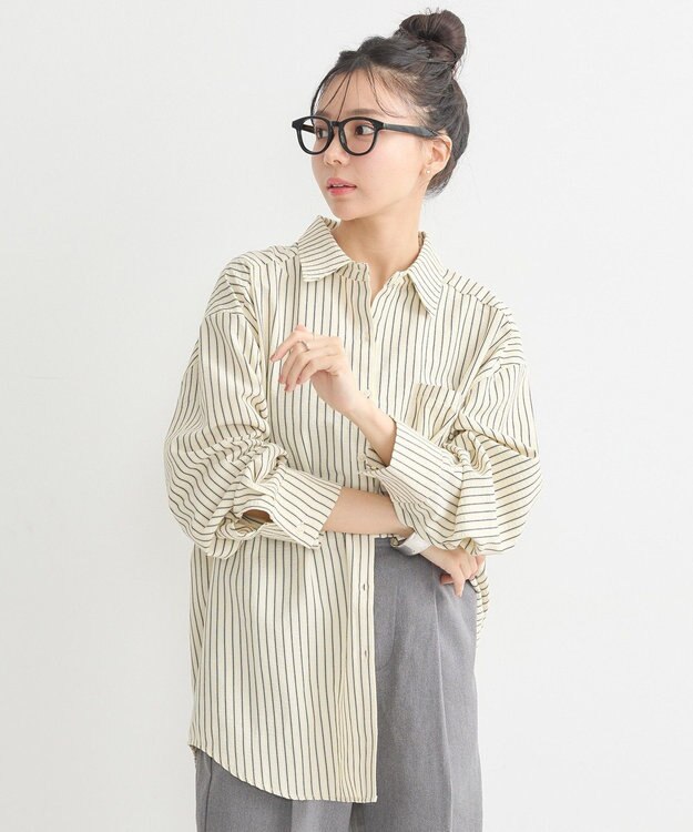 earth music&ecology サッカーストライプシャツ Black