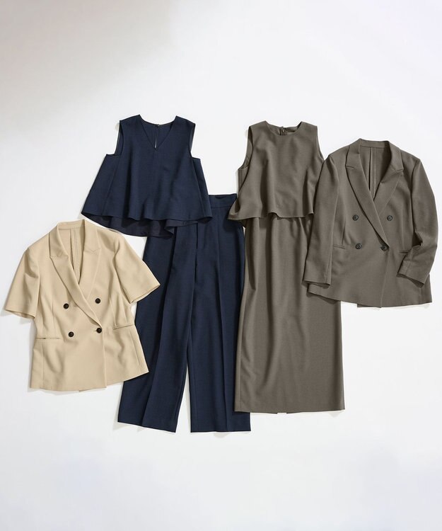 uncrave 【佐藤晴美さん着用】ウォッシャブルドライサップ ハーフスリーブジャケット ベージュ