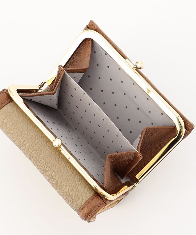 UNBILLION ペルケ perche トリミング配色外ガマ二つ折り財布 ミックスオーク