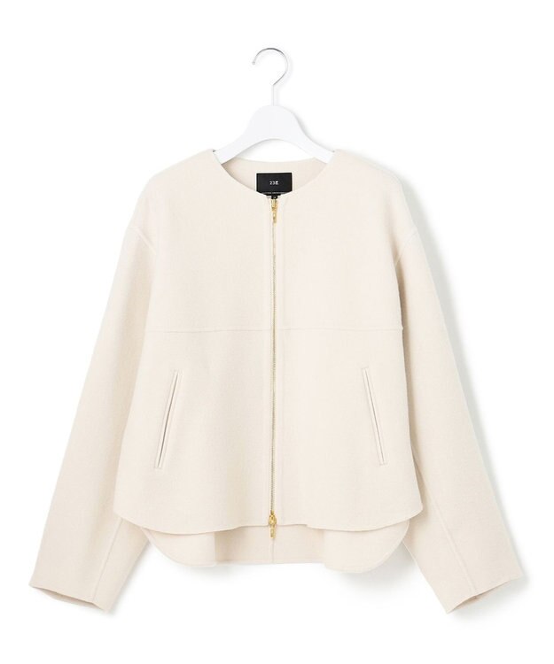 23区 L ウールライトリバー ノーカラー ショートコート ベージュ系