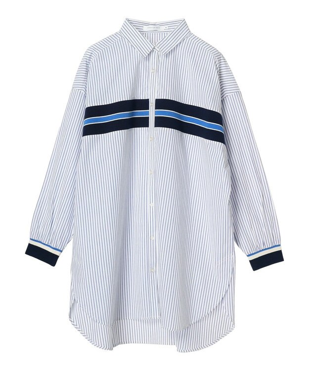 AMERICAN HOLIC リブラインシャツチュニック Stripe Sax