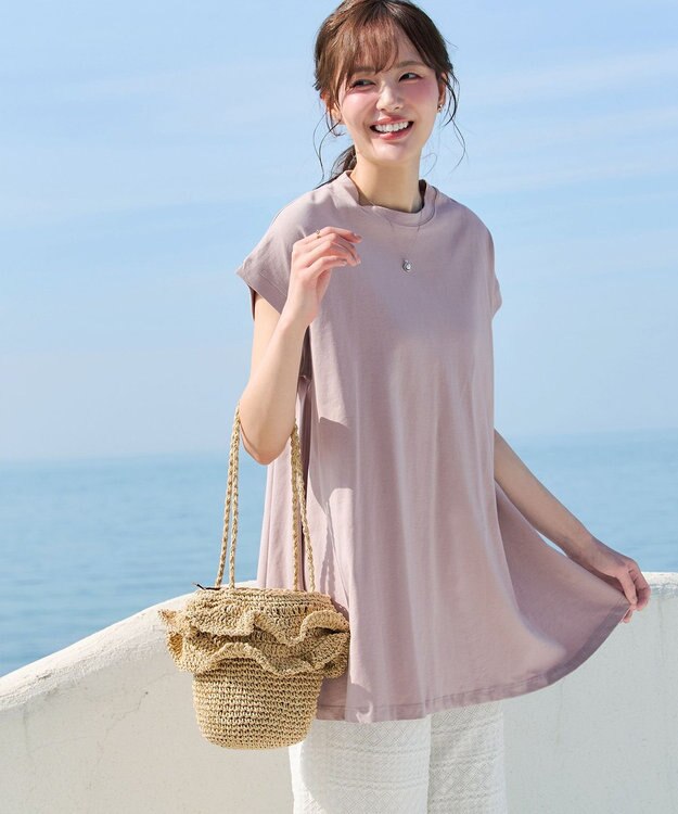 Tiaclasse 【新色追加】フレンチスリーブフレアカットソー ダスティーピンク
