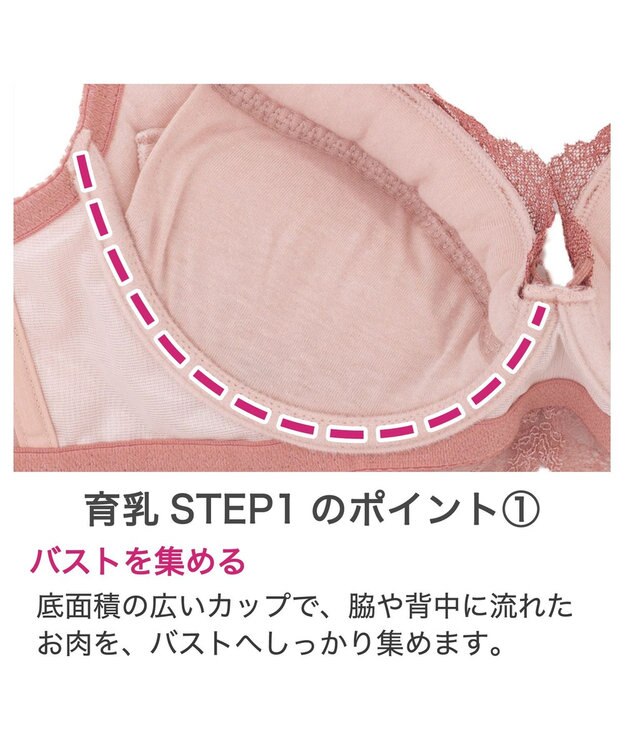 BRADELIS New York 【BRADELIS New York / 育乳補整ブラ・STEP1 集める】ウェンディステップ1ブラ24S1 脇のお肉もふんわり包んで補正するブラ コッパーピンク