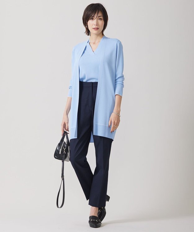 ICB 【洗える】 シンセティックフルニードル カーディガン サックスブルー系