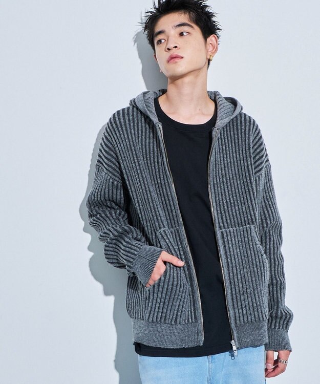 WEGO ヴィンテージライクZIPパーカー グレー