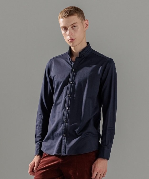 JOSEPH HOMME ツイルネルジャージー　ウイングカラーシャツ ネイビー系