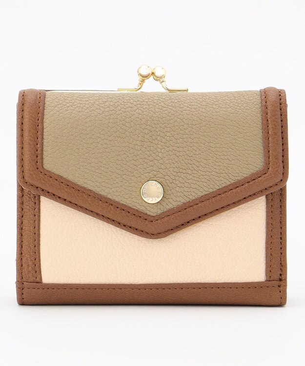 UNBILLION ペルケ perche トリミング配色外ガマ二つ折り財布 ミックスオーク