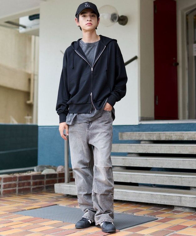 WEGO 【S～Lサイズ展開/ウエスト調整可】パラシュートデニムパンツ グレーその他