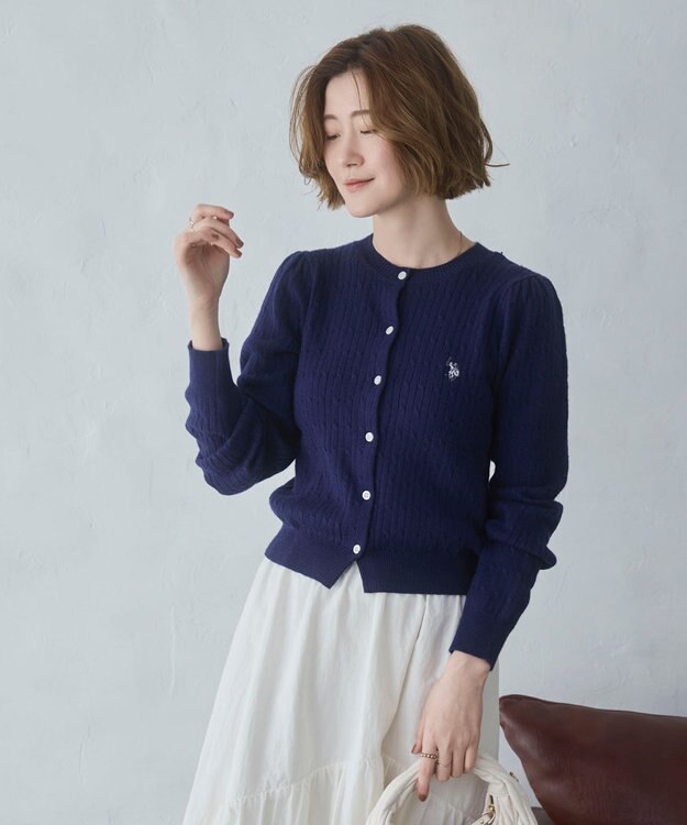 WEGO 【26年春新作】別注USPOLOケーブルニットカーデ ネイビー