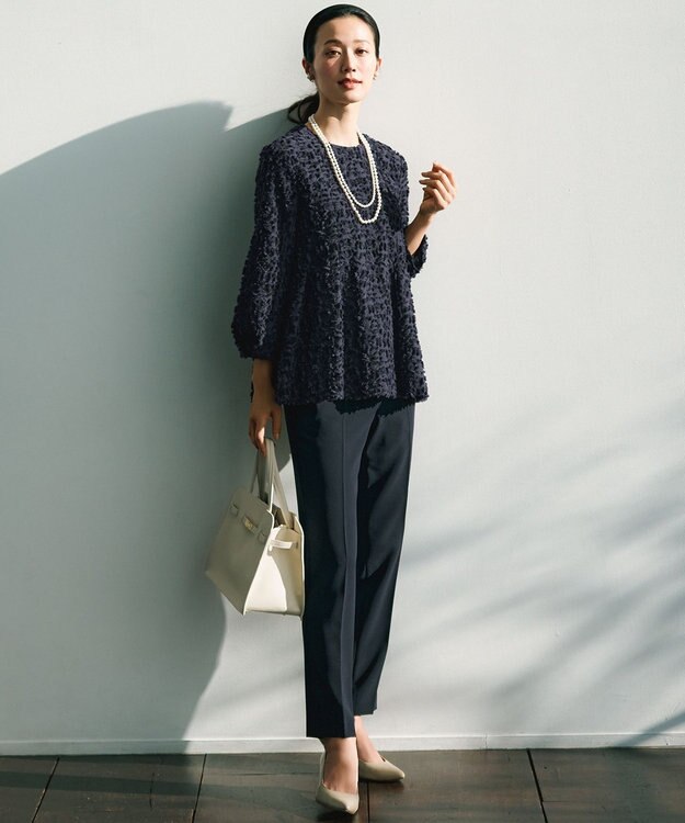 23区 L 【VERYコラボ】ボタニカル カットジャカード ブラウス ネイビー系