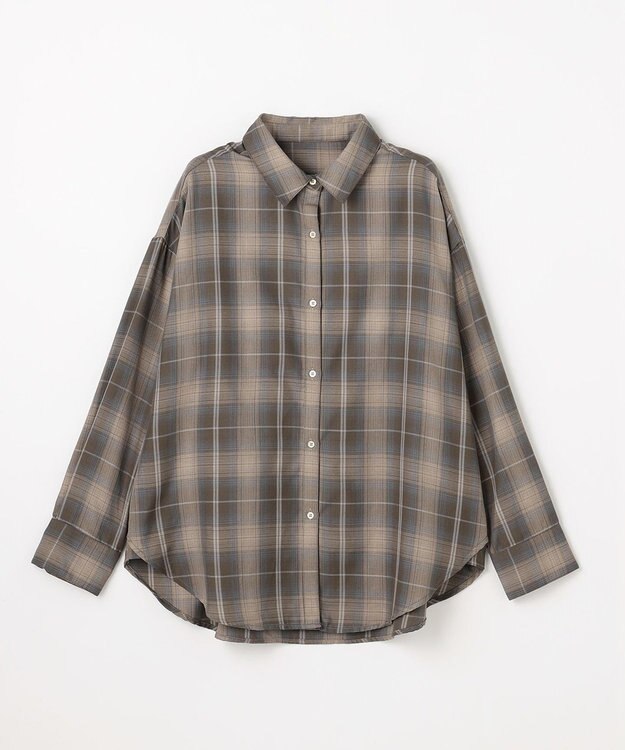 ANY L オンブレーチェックオーバーシャツ ブラウン系