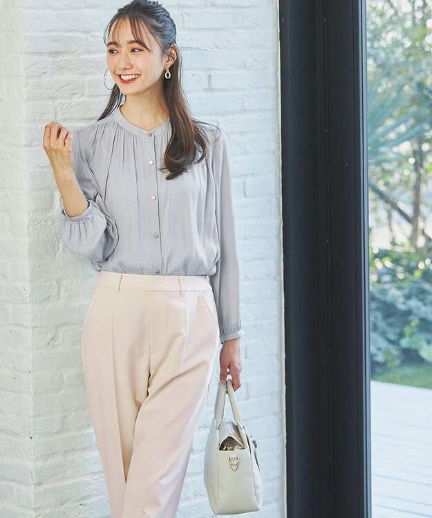 ANY SIS 【洗える】カッセンジャカード ブラウス ライトブルー