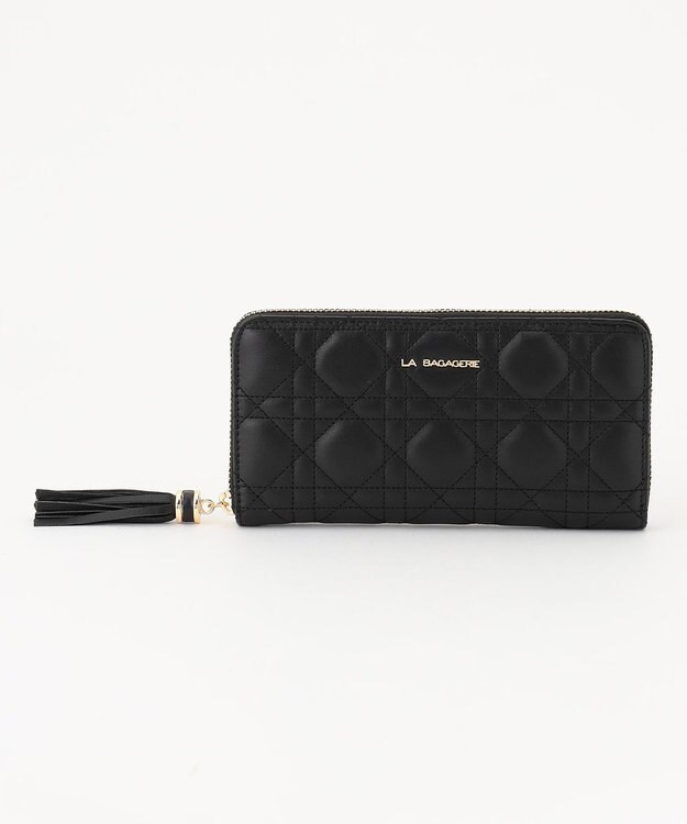 LA BAGAGERIE シープキルティング　ラウンドウォレット ブラック