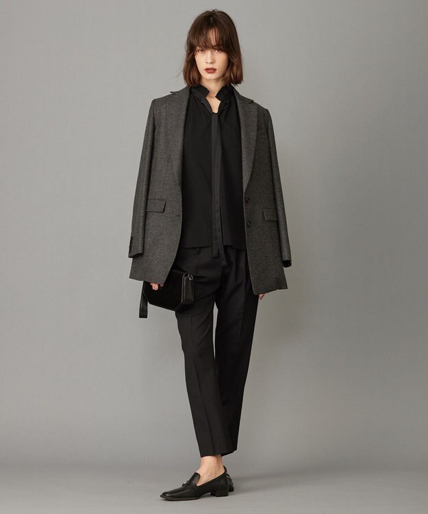 ICB 【洗える】マラボーテジョーゼット デザインカットソー ブラック系