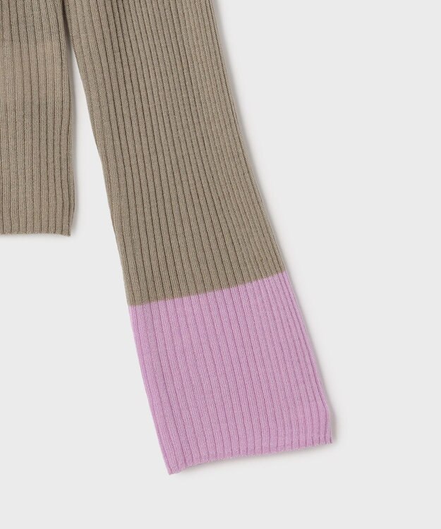 GRACE CONTINENTAL バイカラーリブニットトップ カーキ