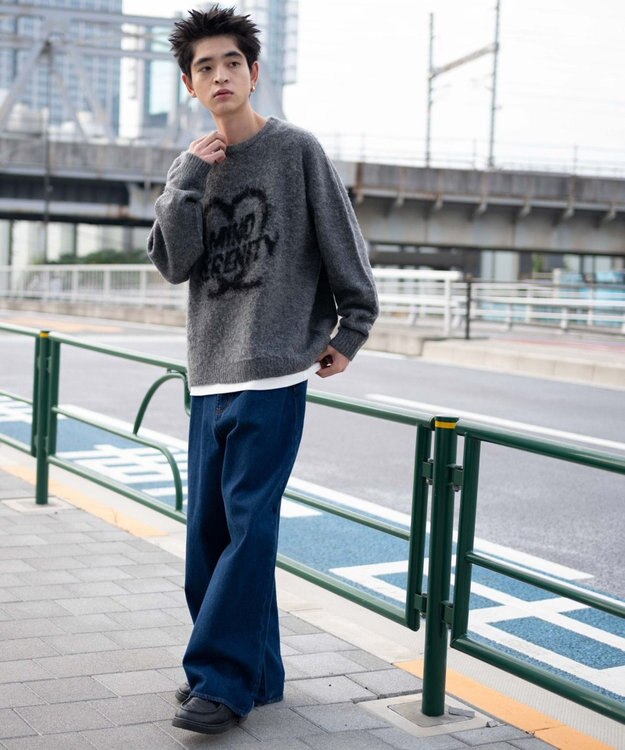 WEGO 【ユニセックス着用ITEM/MLサイズ展開】シャギーグラフィックプルオーバー スミクロ