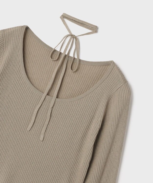 GRACE CONTINENTAL バイカラーリブニットトップ カーキ