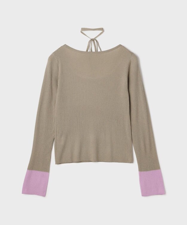 GRACE CONTINENTAL バイカラーリブニットトップ カーキ