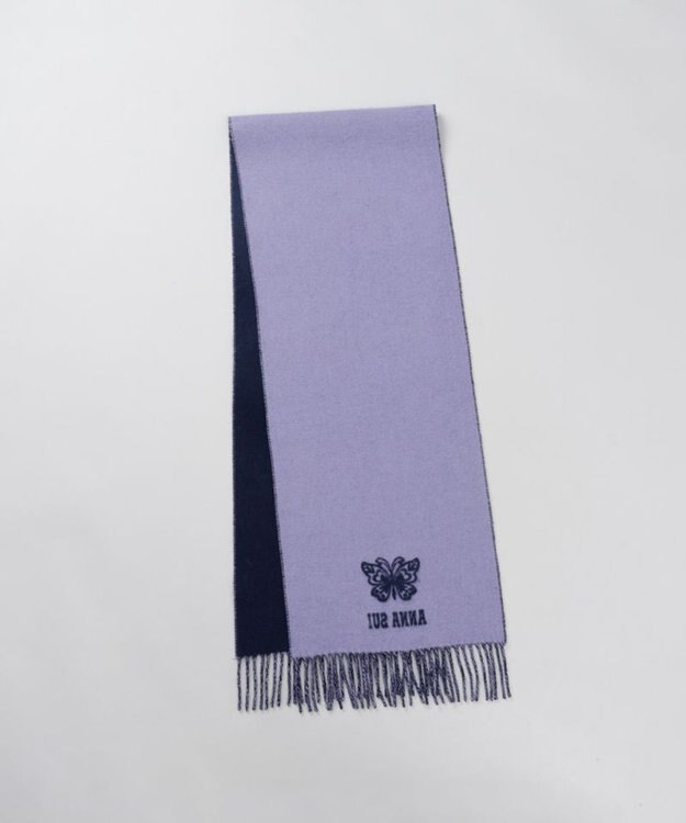 AURORA 【 ANNA SUI（アナ スイ）】ウールリバーシブルマフラー パープル