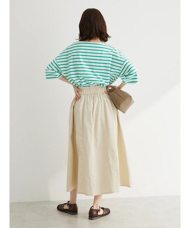 Green Parks ボーダーボートネック７分袖プルオーバー Green