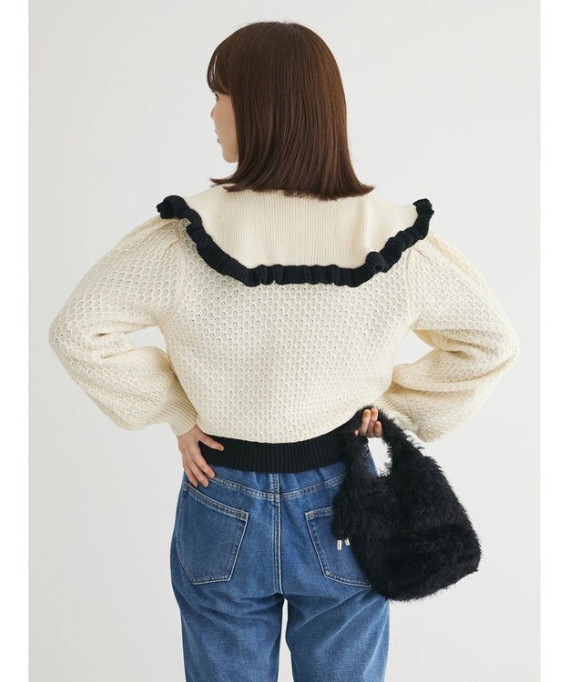 Green Parks ・Ｐｅｔｉｔ　Ｆｌｅｕｒ　ビッグカラーニットカーデ Ivory