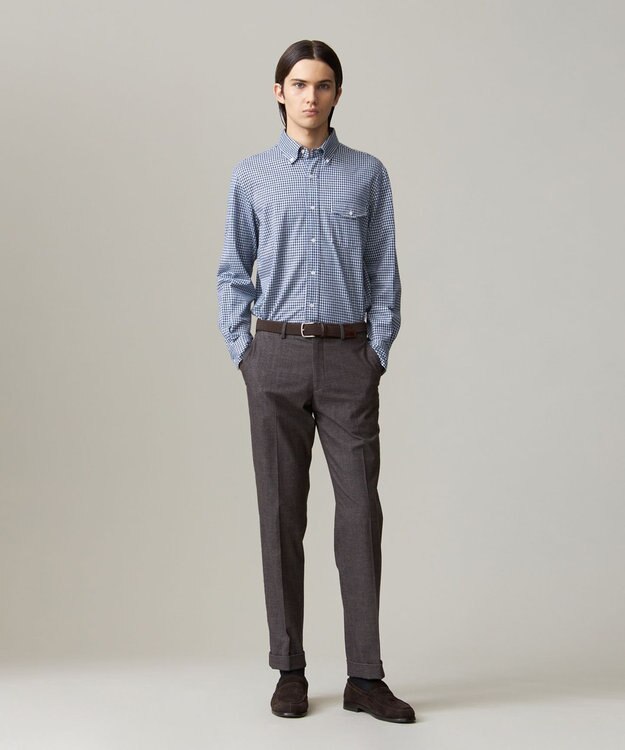 J.PRESS MEN 【KING SIZE】ギンガムチェック コットンネルジャージシャツ ネイビー系3