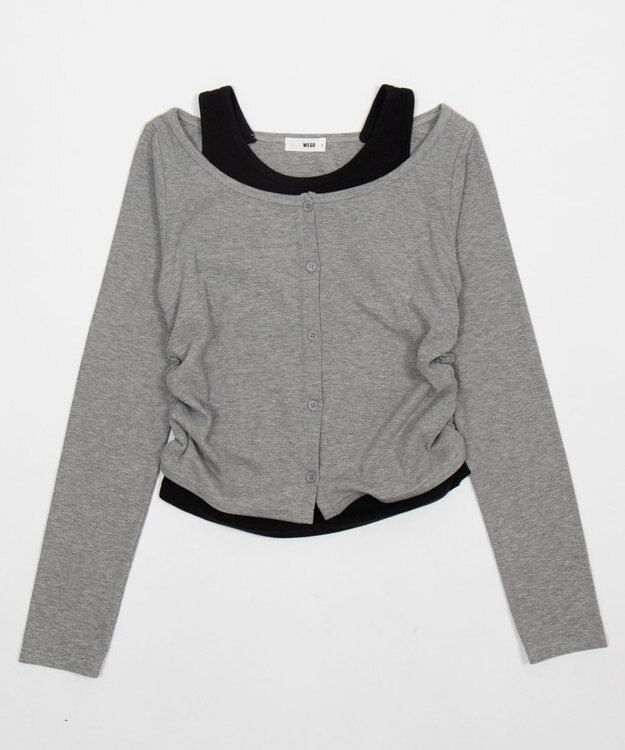 WEGO カーデドッキングレイヤードロンT 杢グレー