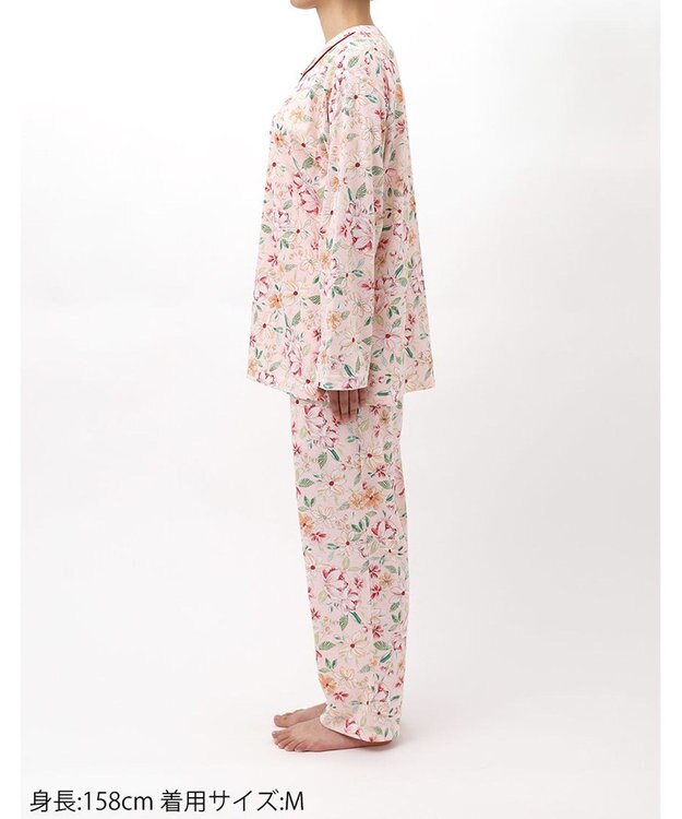 Wing パジャマ 長袖 長ズボン 綿100%(本体) 天竺素材 レディース EP8071 ウイング／ワコール ピンク