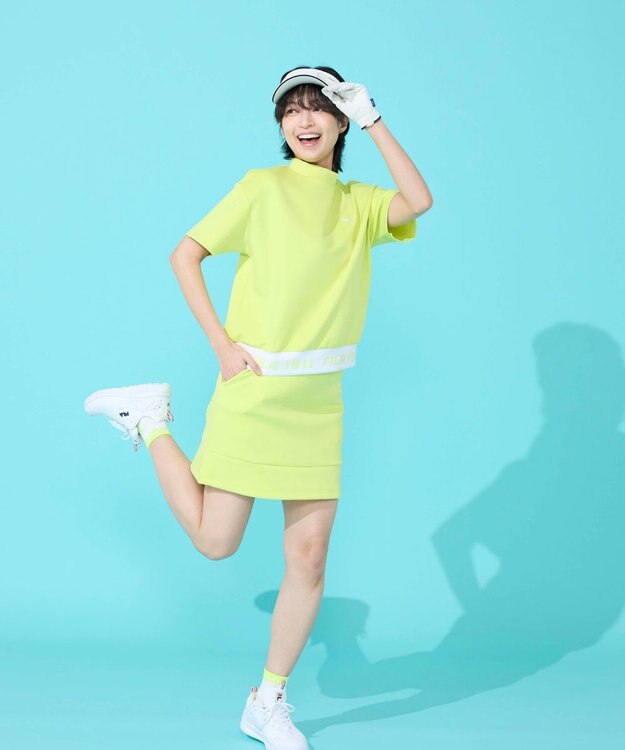 FILA GOLF／marie claire 【FILA GOLF】 裾切り替え半袖モックネックシャツ｜セットアップ可 イエロー