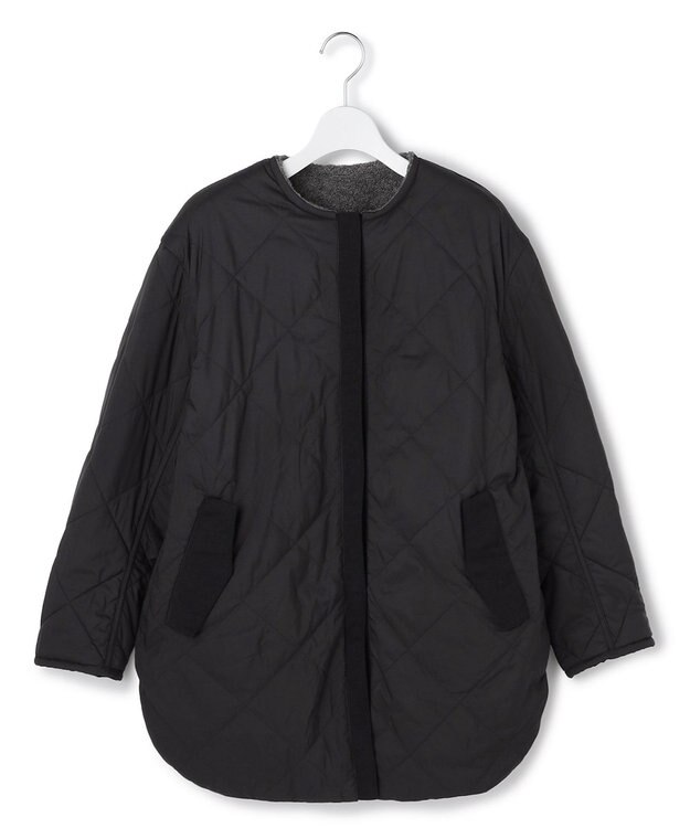 ICB L 【リバーシブル着用可能】 リバーシブルキルト ミドル丈コート チャコール×ブラック系