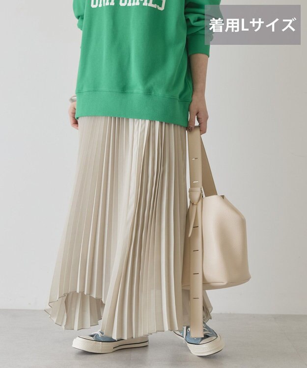 AMERICAN HOLIC 【選べる丈】シアープリーツスカート Light Beige