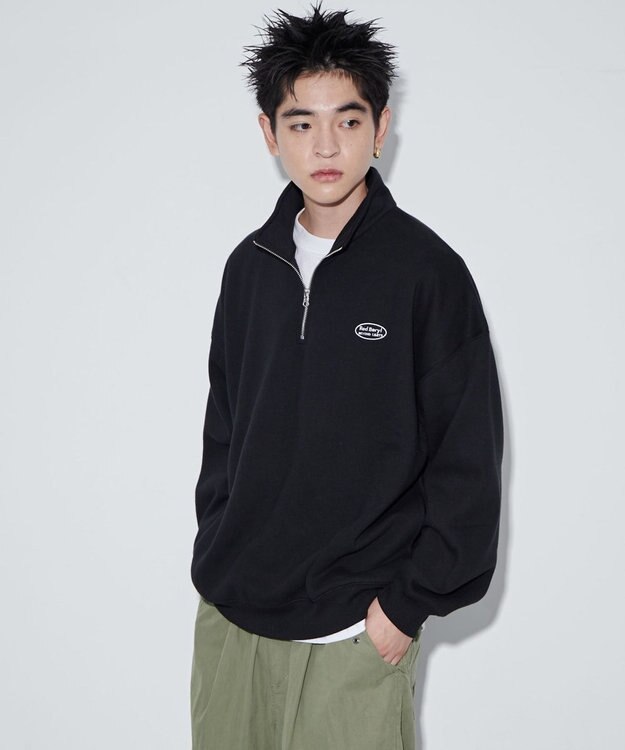 WEGO ワンポイントハーフジッププルオーバー ブラック
